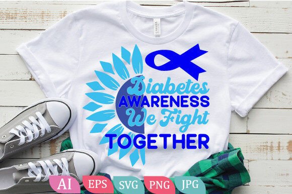 Diabetes Awareness We Fight Together: A T-Shirt Design Graphic For Community-Driven Campaigns